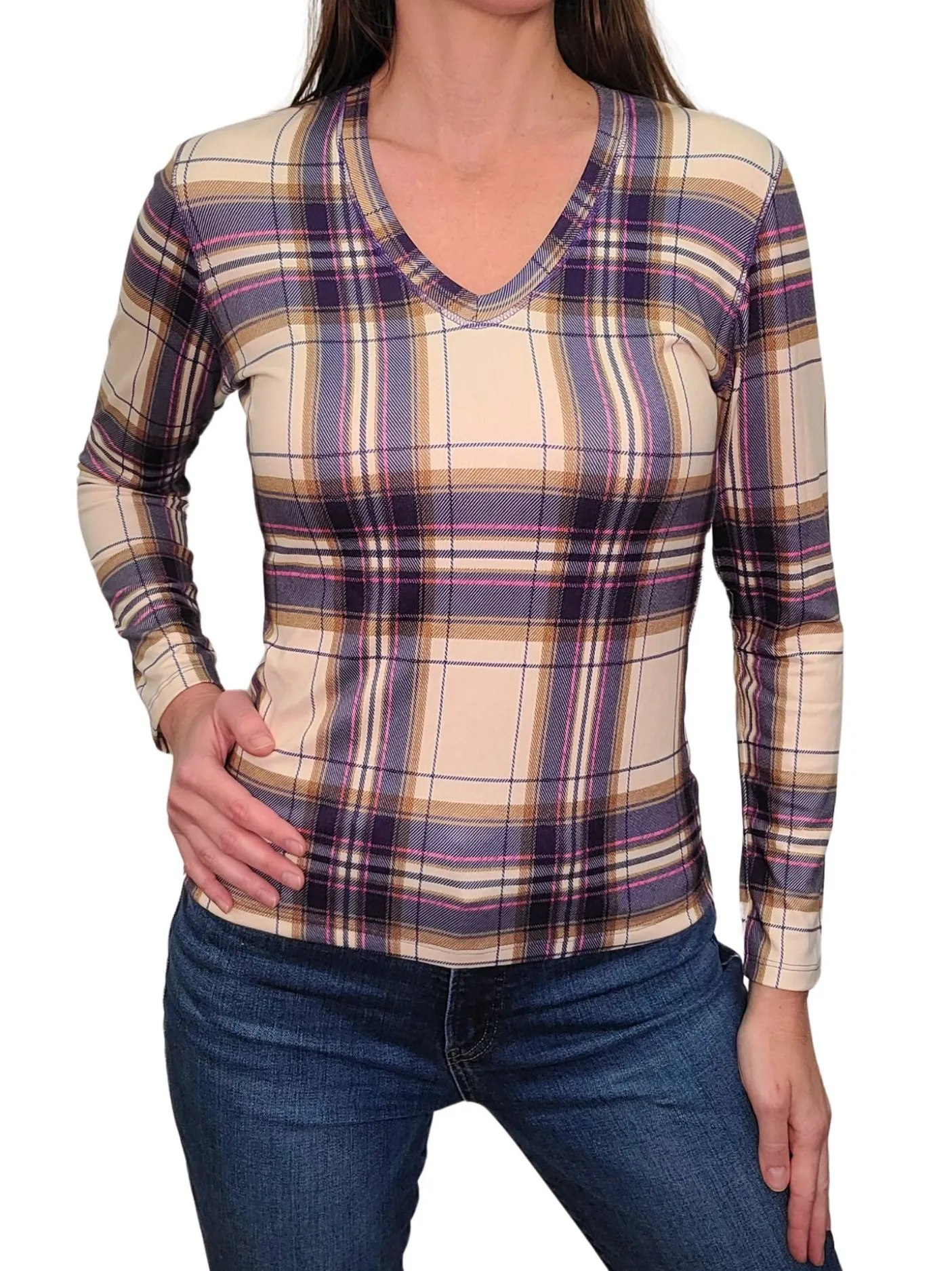 Long Sleeve Plum V-Neck