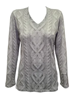 Long Sleeve Silver V-Neck
