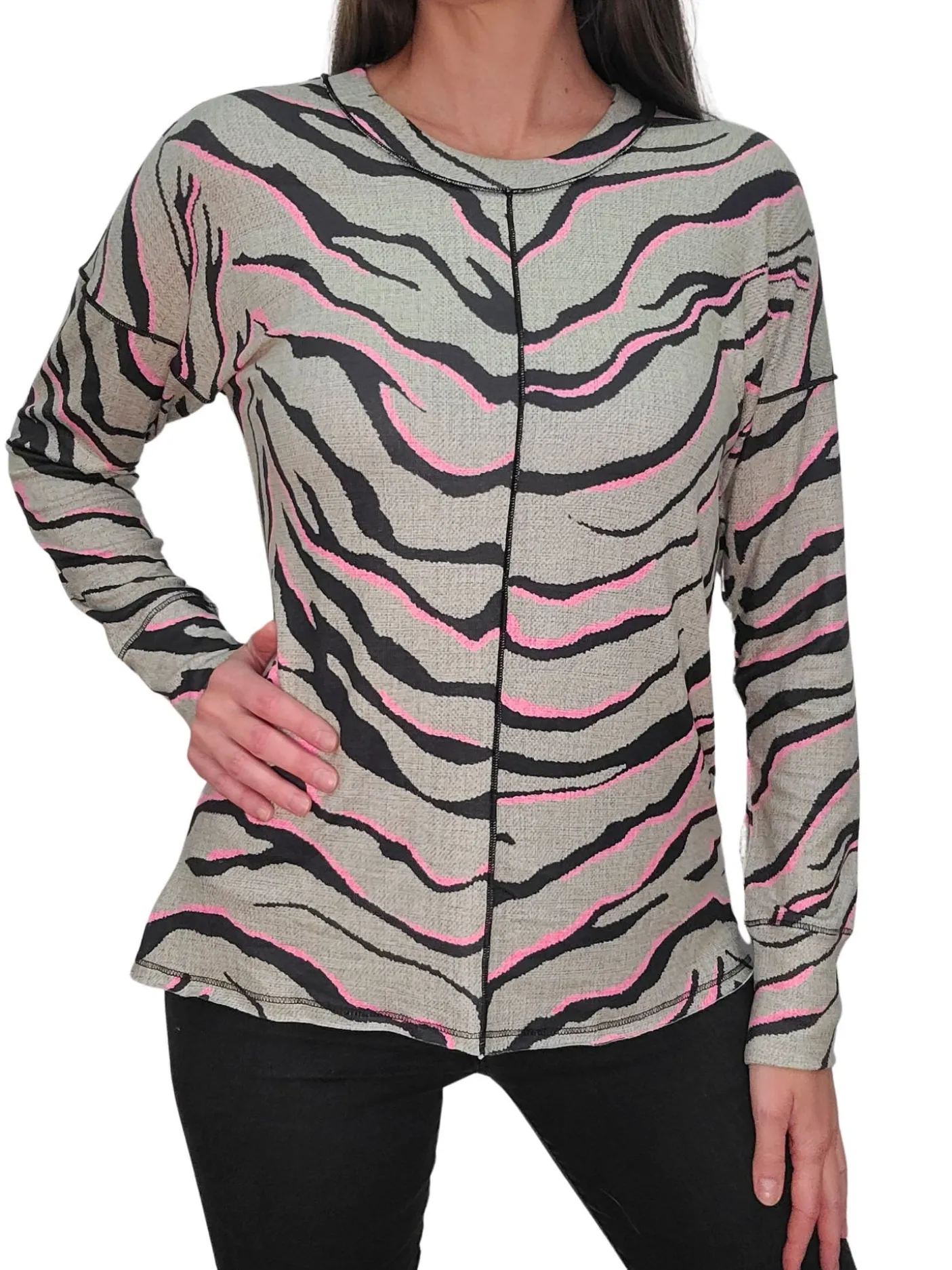 Long Sleeve 'Steel' Crew Neck w/Front-Seam