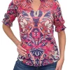 Rouge Ruffled Collar Blouse with Smocked Sleeves