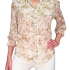 Ruffled 'Latte' Blouse with 3/4 Smocked Sleeves