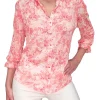 Ruffled 'Petal' Blouse with 3/4 Smocked Sleeves