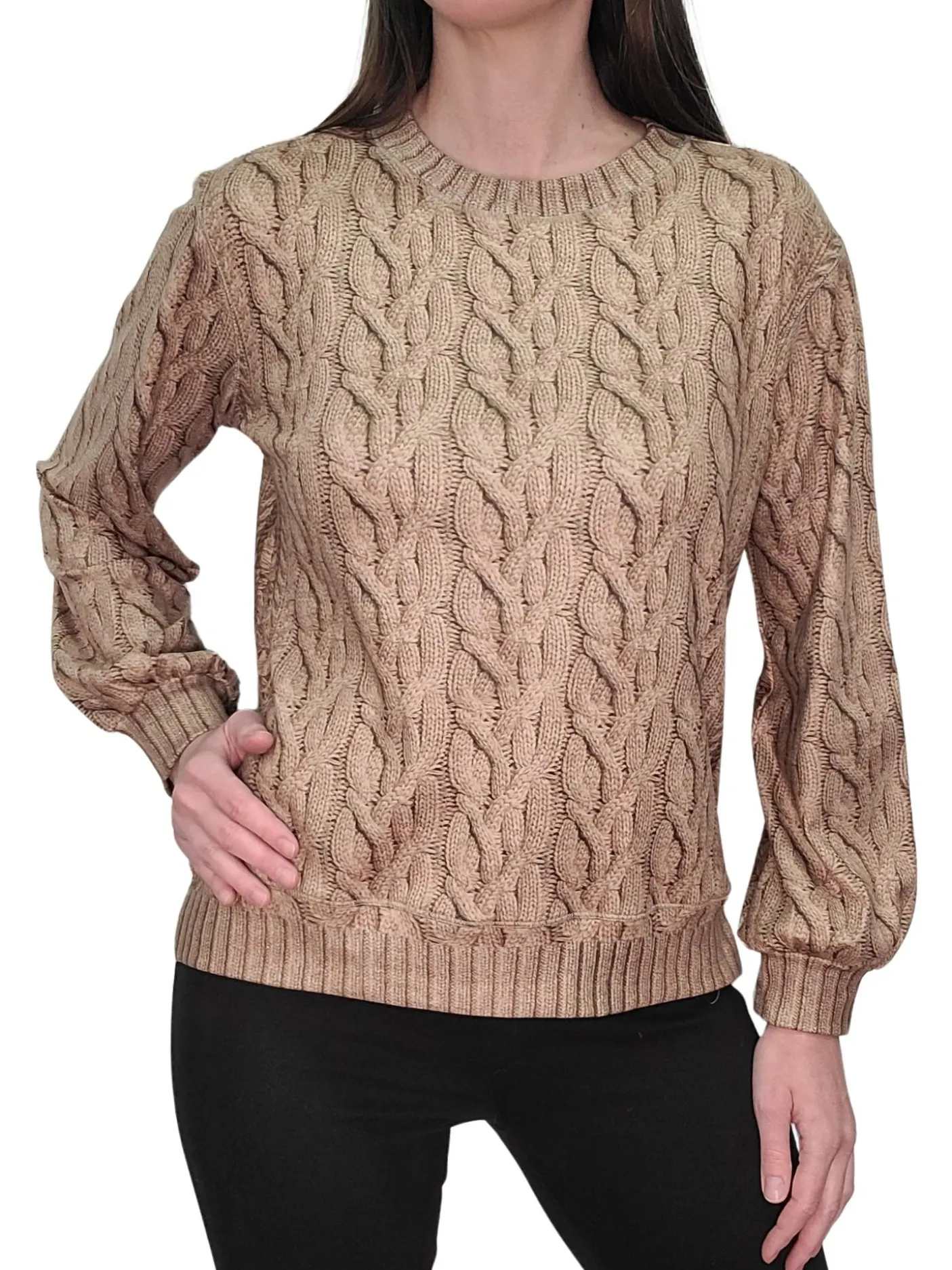 Saddle Fleece Bubble Sleeve Sweatshirt