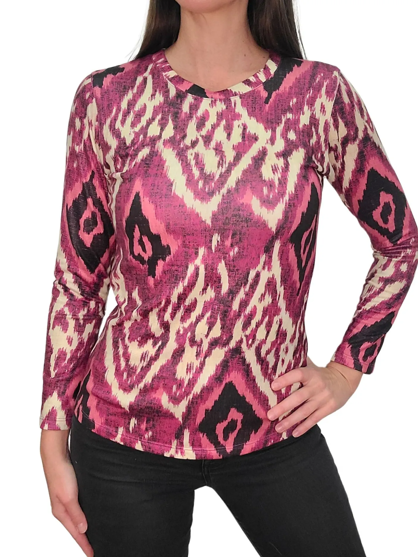 Soft Long Sleeve Magenta Crew Neck