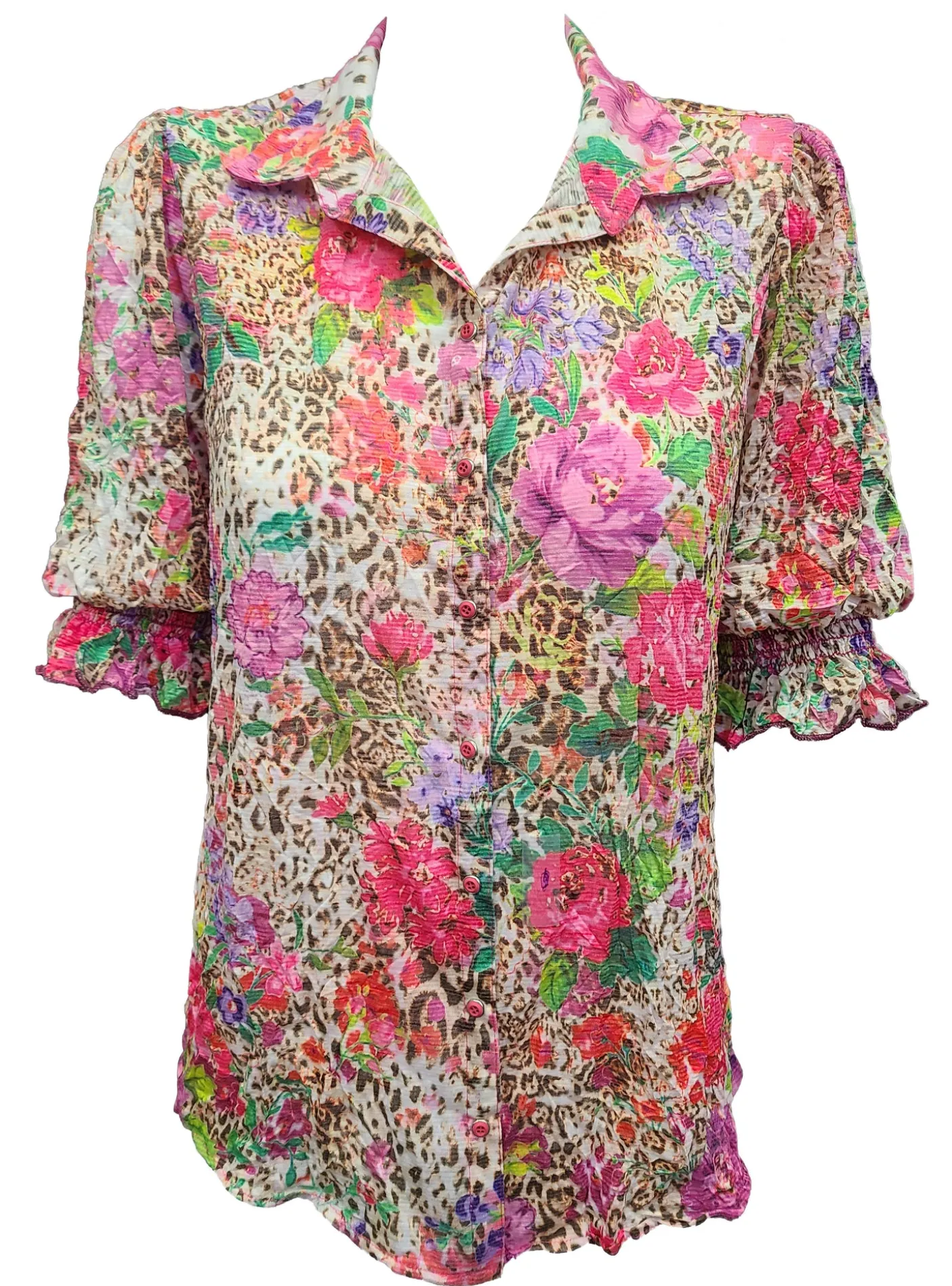 Wild Collared Blouse with Smocked Sleeves